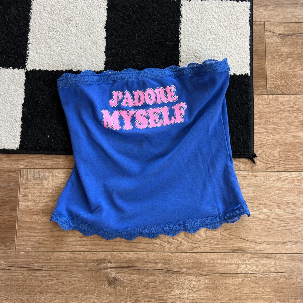 Forever 21 Blue Tube Top with Pink Accents